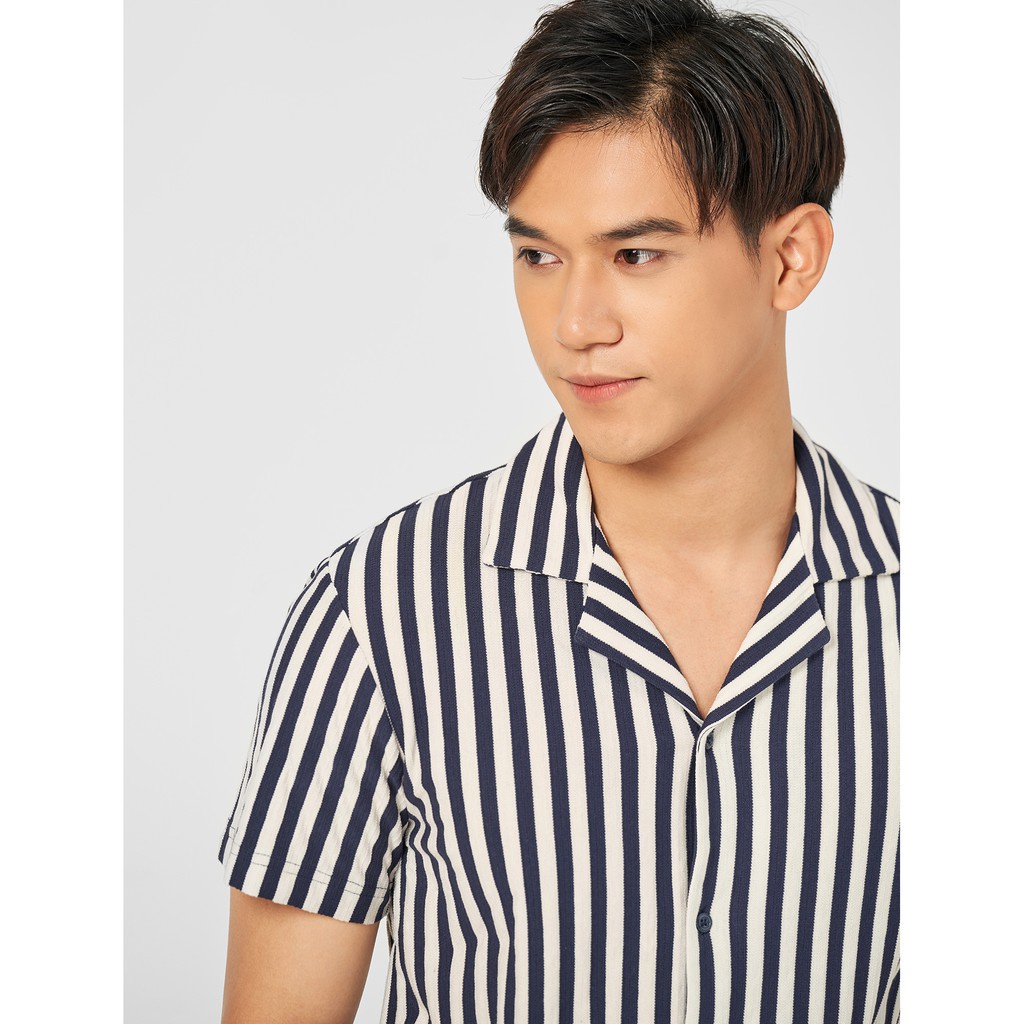 Áo sơ mi nam tay ngắn họa tiết kẻ sọc CANIFA 8TH20C001