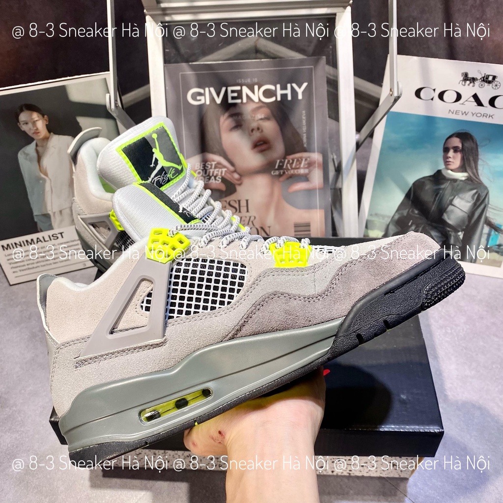 Giày thể thao Jordan 4 Retro SE 95 Neon, JD4 Xám Cốm Neon Cao Cấp.