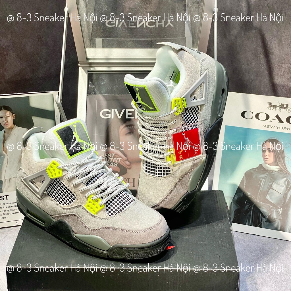 Giày thể thao Jordan 4 Retro SE 95 Neon, JD4 Xám Cốm Neon Cao Cấp.