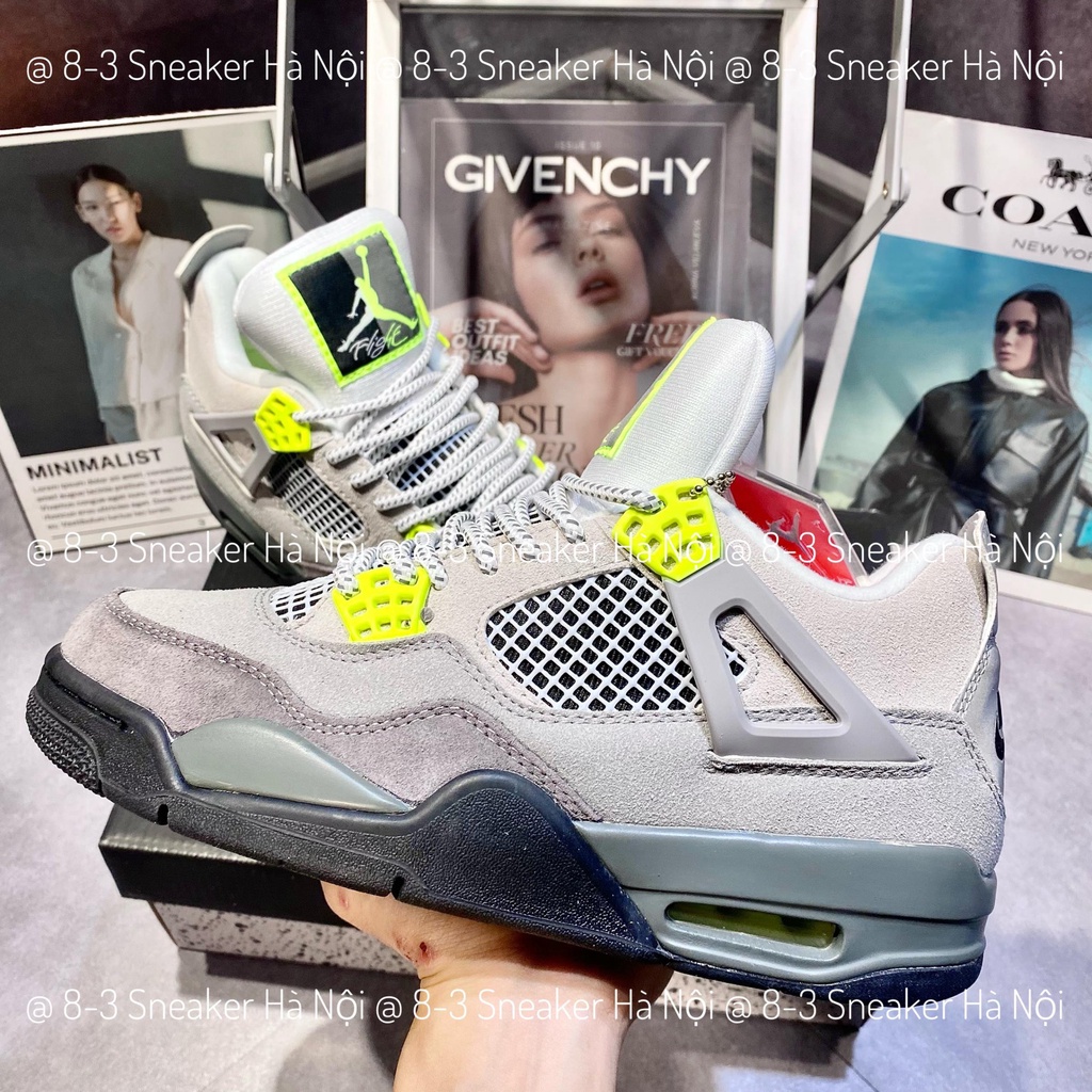 Giày thể thao Jordan 4 Retro SE 95 Neon, JD4 Xám Cốm Neon Cao Cấp.
