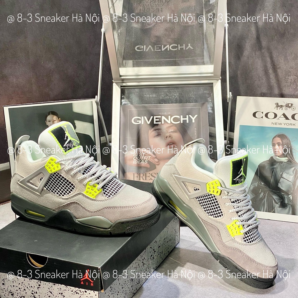 Giày thể thao Jordan 4 Retro SE 95 Neon, JD4 Xám Cốm Neon Cao Cấp.
