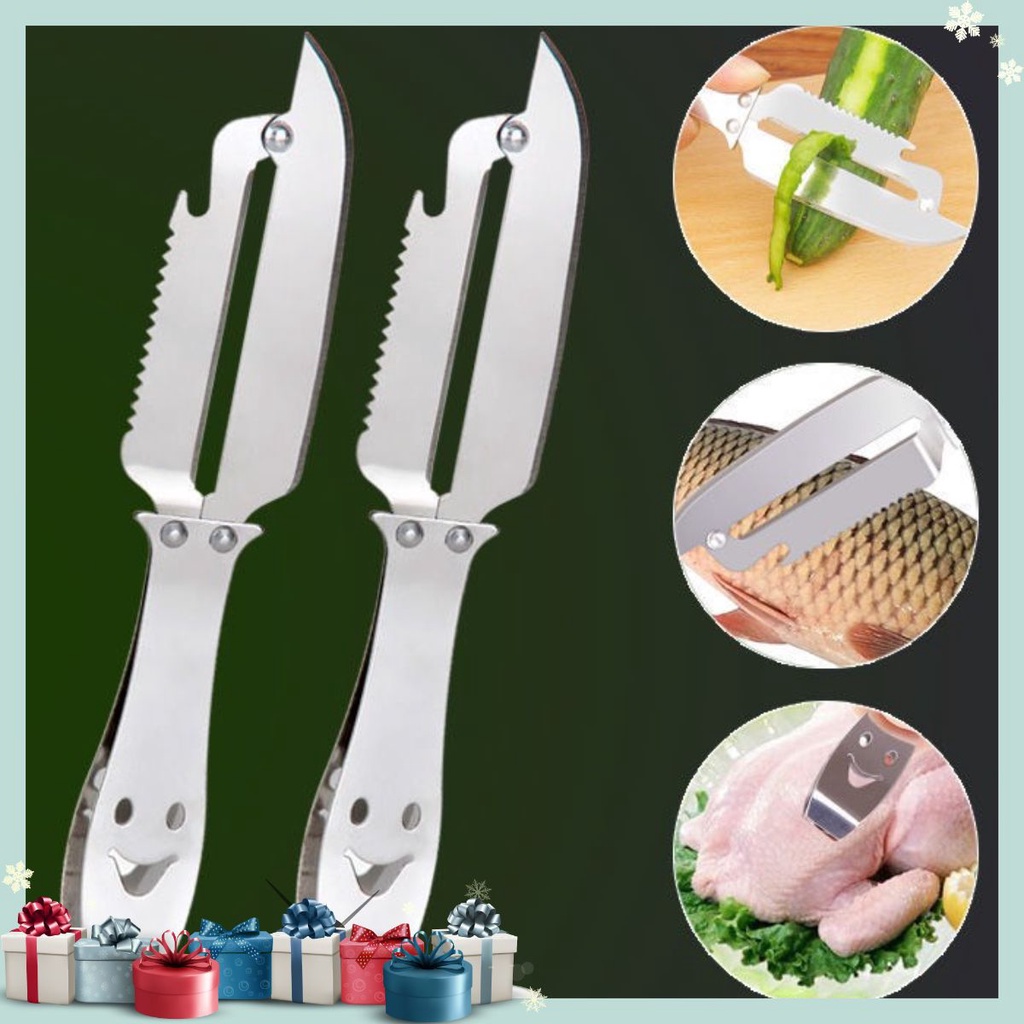 Dao nạo đa năng 4in1 - bào vỏ, lấy lõi sâu, khui nắp chai kiêm nhíp gấp
