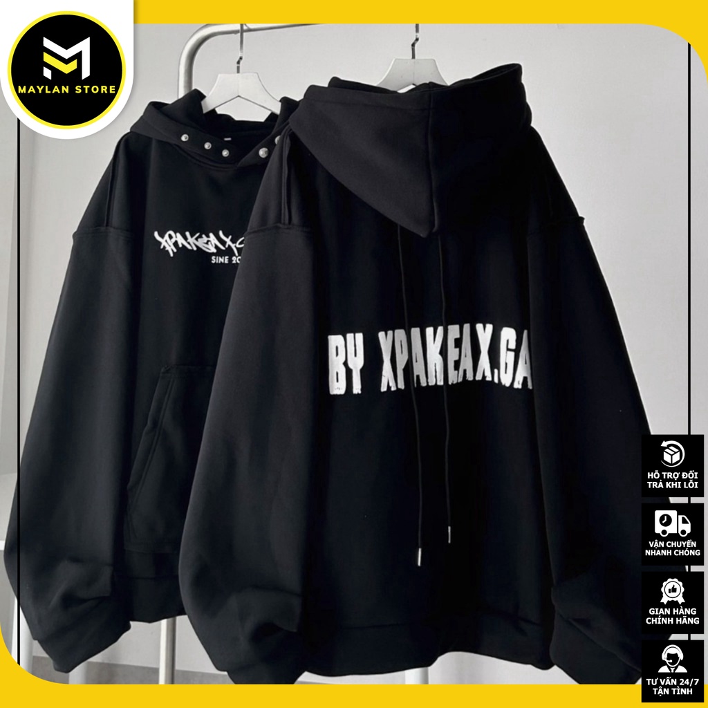 Áo Khoác Hoodie In Chữ XPAKEAX.GANG Kiểu Dáng Form Rộng, Chất Vải Nỉ Thấm Hút Mồ Hôi, Co Dãn Tốt