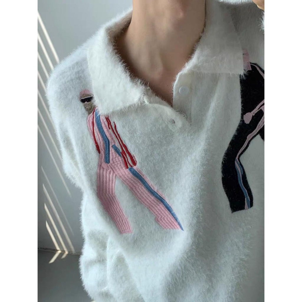 Áo sweater Dệt Kim Thêu Họa Tiết Phong Cách hong kong Thời Trang Thu Đông Cho Nam Và Nữ