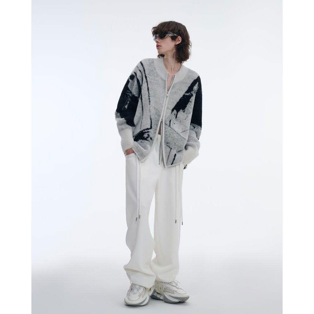 Áo Khoác Len cardigan Mẫu Mới 2023 Phong Cách Thors Viid Giả Lông Chồn Có Khóa Kéo