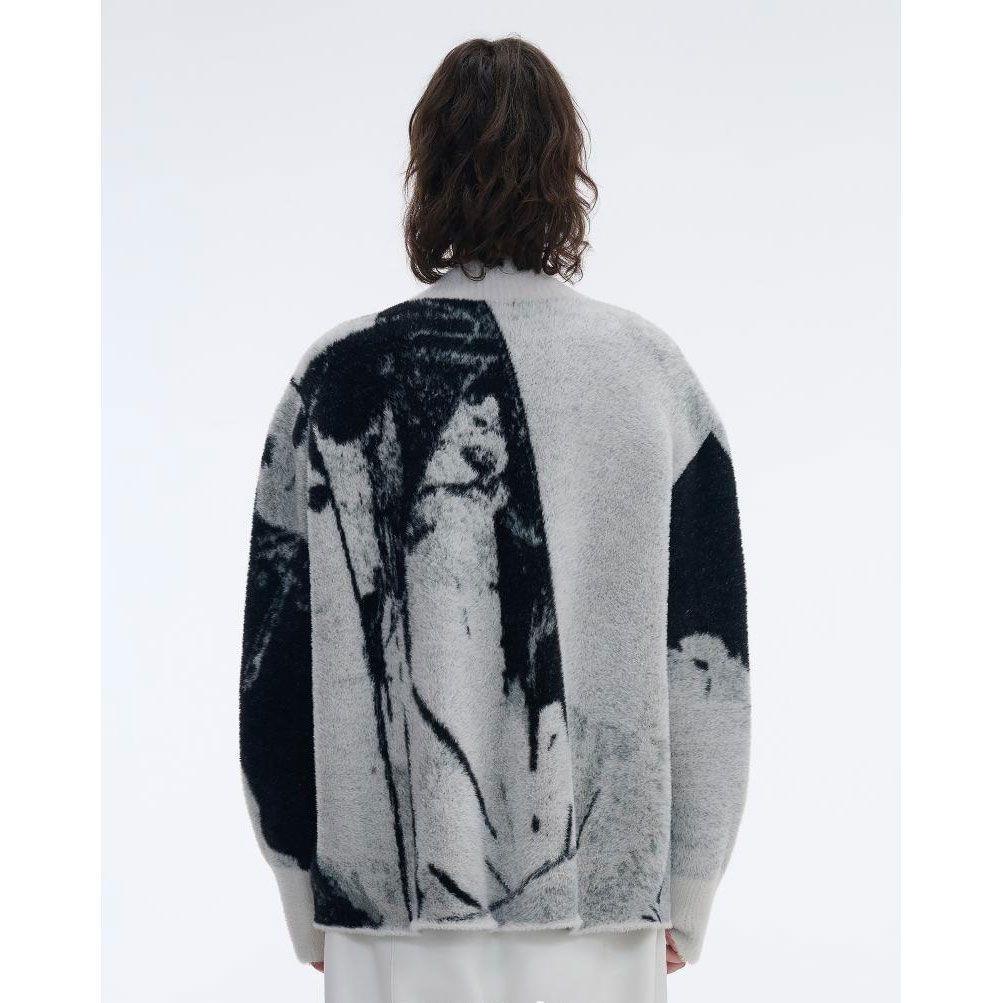 Áo Khoác Len cardigan Mẫu Mới 2023 Phong Cách Thors Viid Giả Lông Chồn Có Khóa Kéo