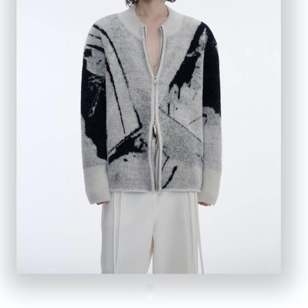 Áo Khoác Len cardigan Mẫu Mới 2023 Phong Cách Thors Viid Giả Lông Chồn Có Khóa Kéo