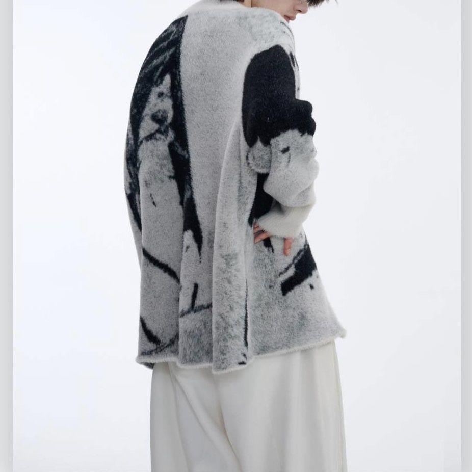 Áo Khoác Len cardigan Mẫu Mới 2023 Phong Cách Thors Viid Giả Lông Chồn Có Khóa Kéo