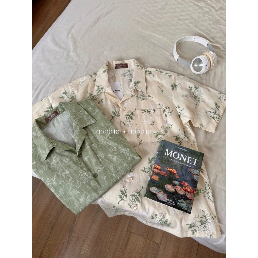 NOOBITA - Sơ mi tay ngắn mùa hè cổ vest hoạ tiết 8054