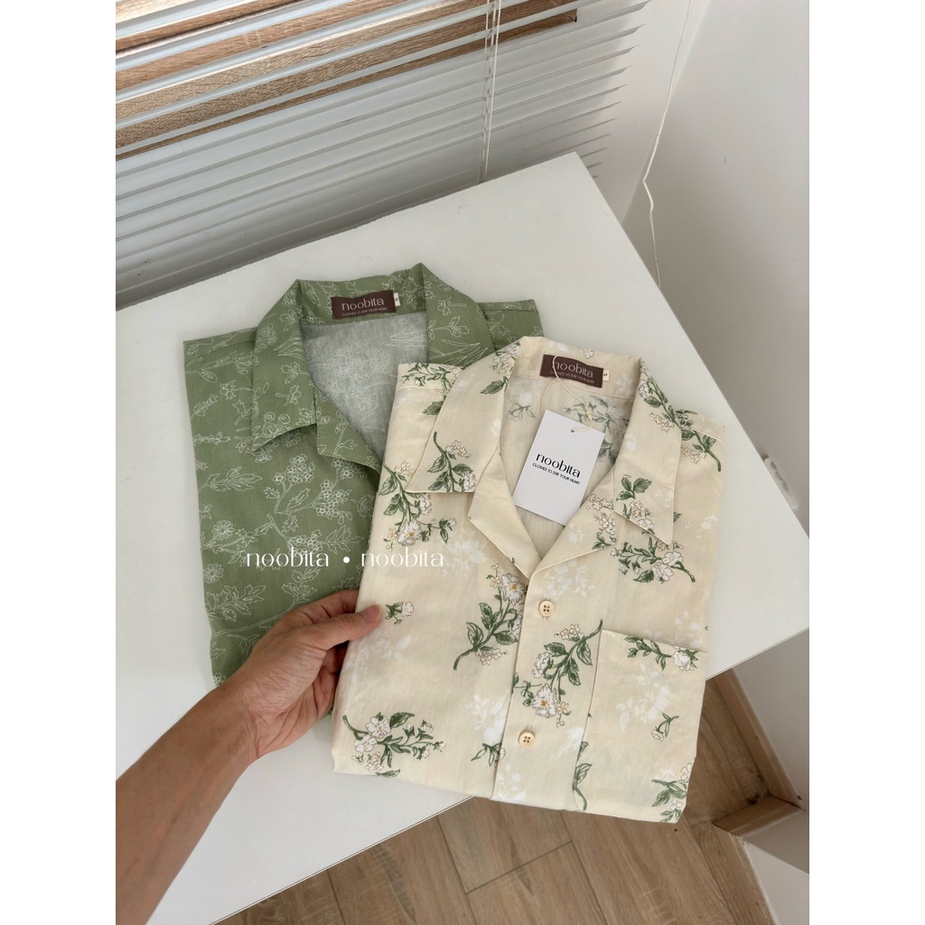 NOOBITA - Sơ mi tay ngắn mùa hè cổ vest hoạ tiết 8054