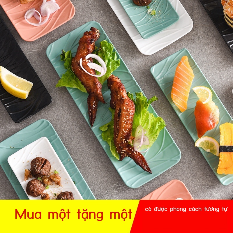 Đĩa nhựa PP gia dụng dài hình chữ nhật ăn nhẹ đựng thức phương Tây sáng tạo sushi Bản