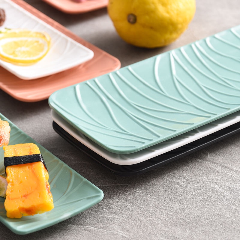 Đĩa nhựa PP gia dụng dài hình chữ nhật ăn nhẹ đựng thức phương Tây sáng tạo sushi Bản