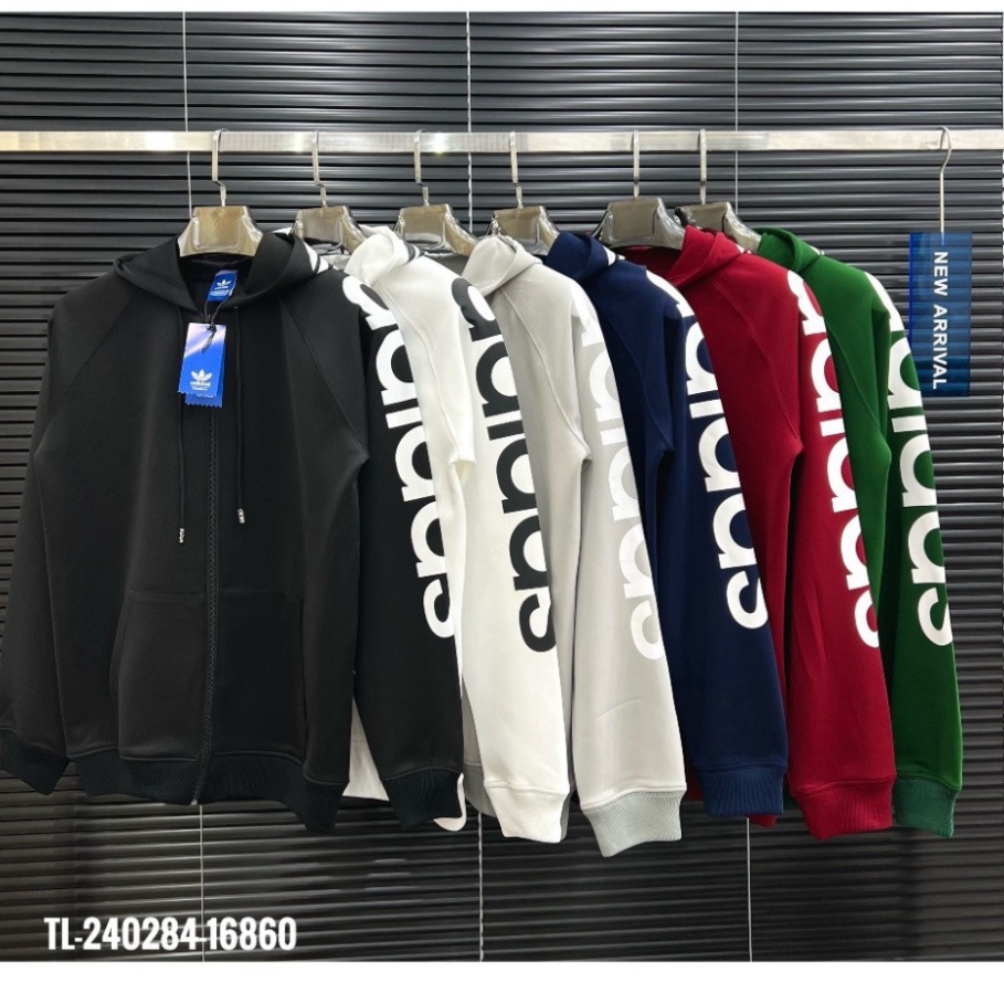 Áo Khoác Hoodie khóa adi.das Họa Tiết INn Chữ Sắc Nét , Áo Hoodie khóa Chất Liệu Vải Nỉ Bông Dày Dặn Có Mũ0