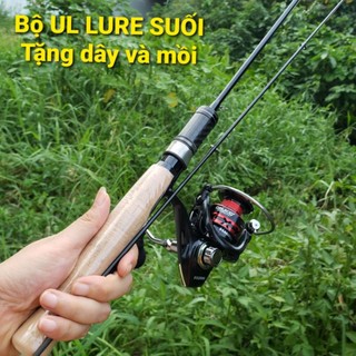Bộ cần câu máy lure ul kèm máy và phụ kiện cần mềm chuyên lure suối