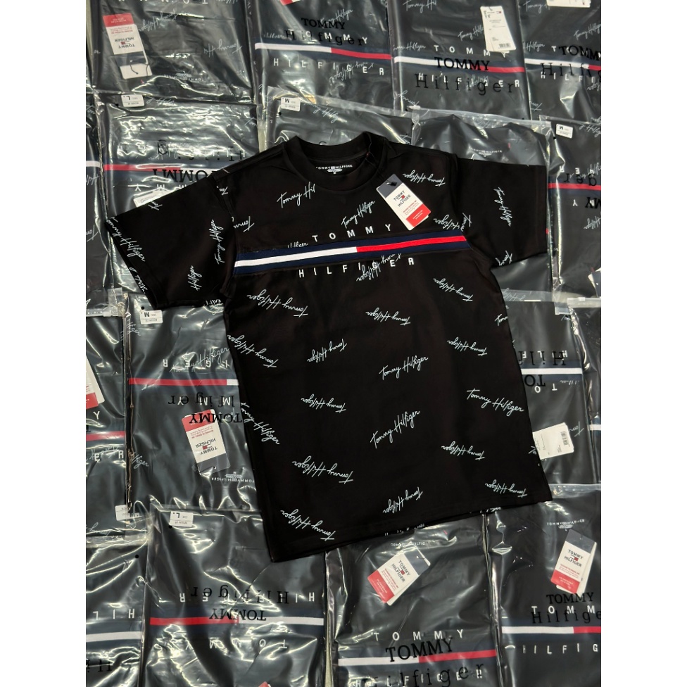 Áo Thun Tommy Hilfiger Logo Thêu Chữ Kí Unisex Cotton Cao Cấp, Áo Thun Nam Nữ Tay Lỡ HP3 Studio