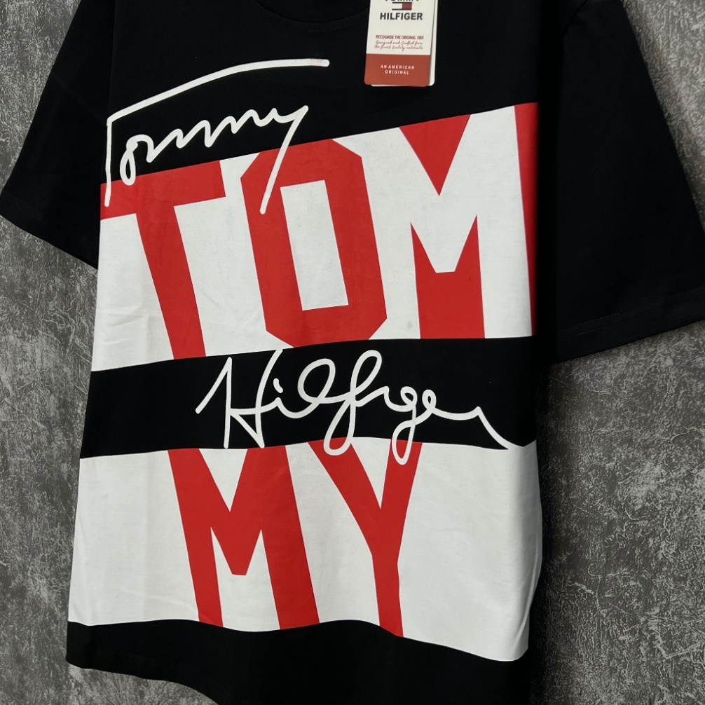 Áo Thun Tommy Hilfiger Logo Thêu Chữ Kí Unisex Cotton Cao Cấp, Áo Thun Nam Nữ Tay Lỡ HP3 Studio
