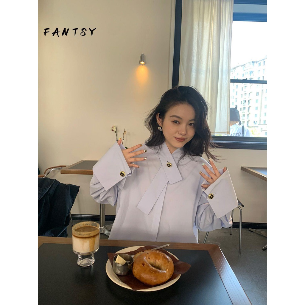 Áo Sơ Mi Trắng Tay Dài Dáng Rộng Dễ Phối Đồ