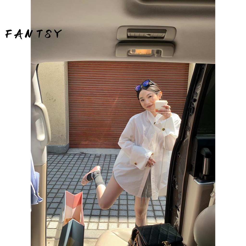 Áo Sơ Mi Trắng Tay Dài Dáng Rộng Dễ Phối Đồ