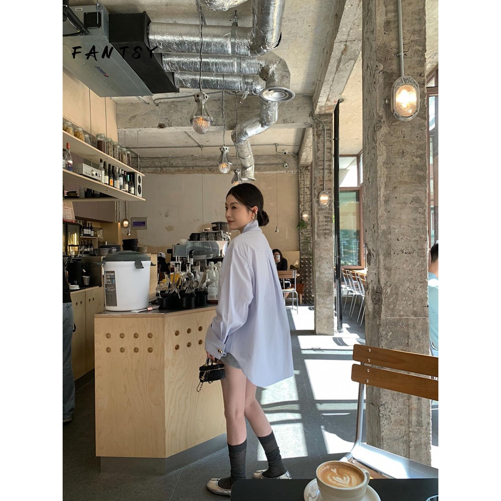 Áo Sơ Mi Trắng Tay Dài Dáng Rộng Dễ Phối Đồ