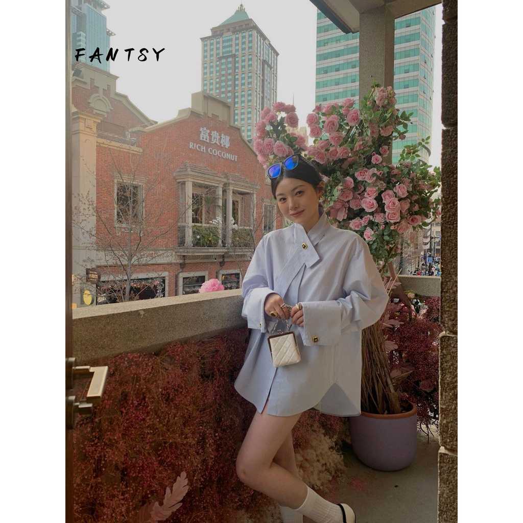 Áo Sơ Mi Trắng Tay Dài Dáng Rộng Dễ Phối Đồ