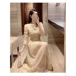 ĐẦM CỔ TRỤ THÊU CHÂN DẬP LY