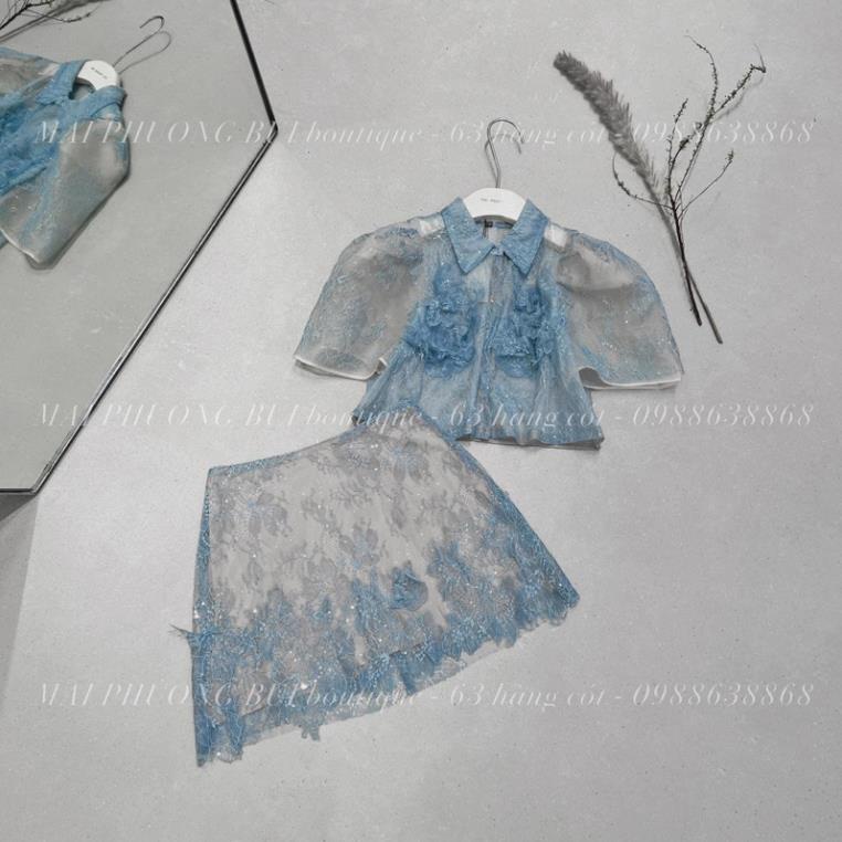 Set ren hoa xanh mai phương bùi fulltag mac 2 tem