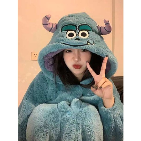 Áo Choàng Ngủ Dáng Dài Vải Lông Cừu San Hô Thời Trang Thu Đông Cho Các Cặp Đôi