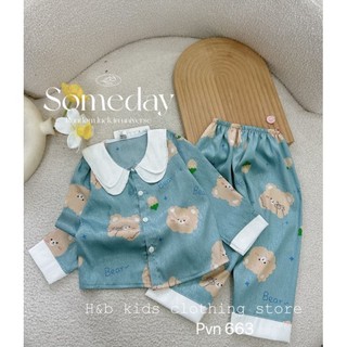 Bộ Pijama, bộ đồ ngủ lụa xước cho bé gái[Dưới 1m3]