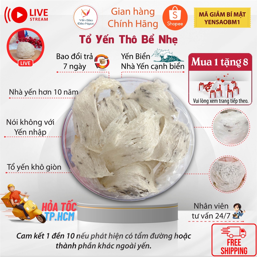 Tổ Yến Thô Bể Nhẹ - Yến Sào Khánh Hoà - Chuyên Yến Biển - Tổ Yến Thượng Hạng từ Thương Hiệu Yến Đảo Ngọc