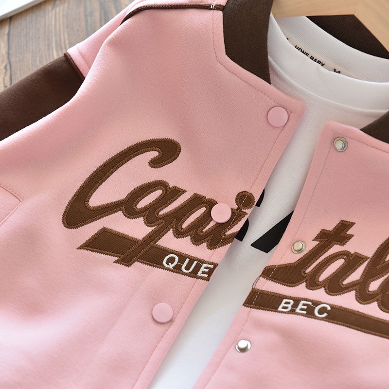 Áo Khoác Bóng Chày Phong Cách Mới 2023 Phối Màu Tương Phản Thời Trang Xuân Thu Cho Bé Gái