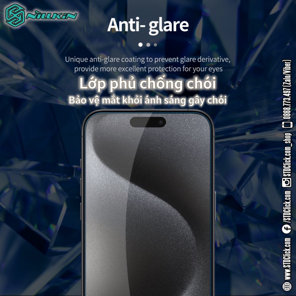 KÍNH CƯỜNG LỰC IPHONE 15 PRO MAX - 15 PRO - 15 PLUS - 15 NILLKIN H+PRO 0.2MM CHÍNH HÃNG - hàng chuẩn