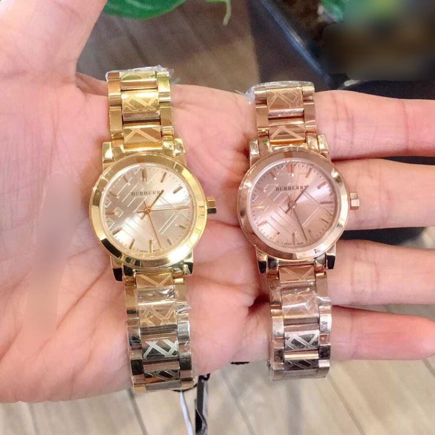 Đồng hồ Bubery Nữ cao cấp chạy pin máy Nhật size 28-34mm dây vân kim loại vàng gold rực rỡ