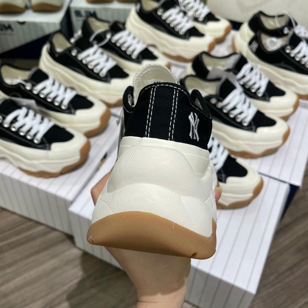 Giày mlb chunky NY đen thấp cổ, Giày mlb độn đế 5cm hách dáng đế nâu mới hàng 11 full bill box túi hộp