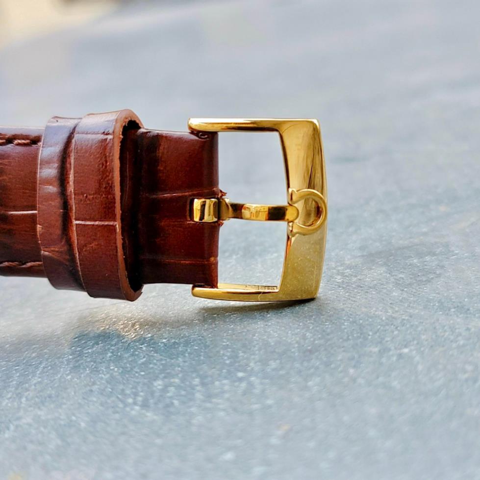 Đồng hồ Nam Omg bát quái mặt vàng  vỏ vàng ta mặt trắng dòng cơ Automatic size 40mm dây da