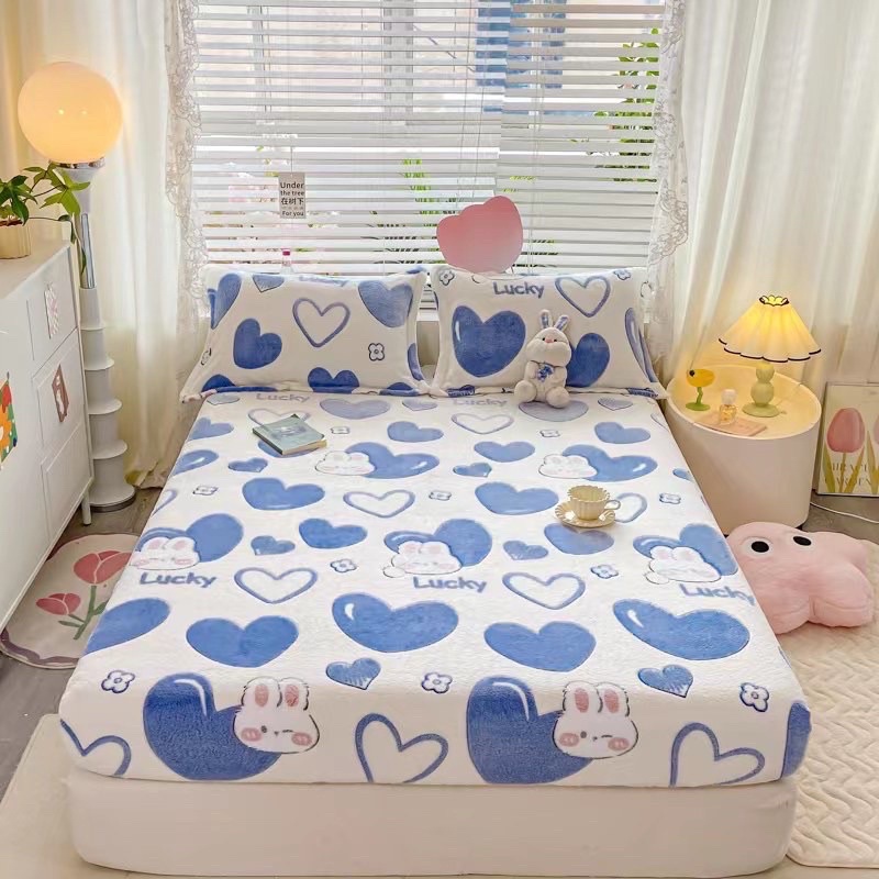 Nỉ Nhung Sữa Hình Yêu