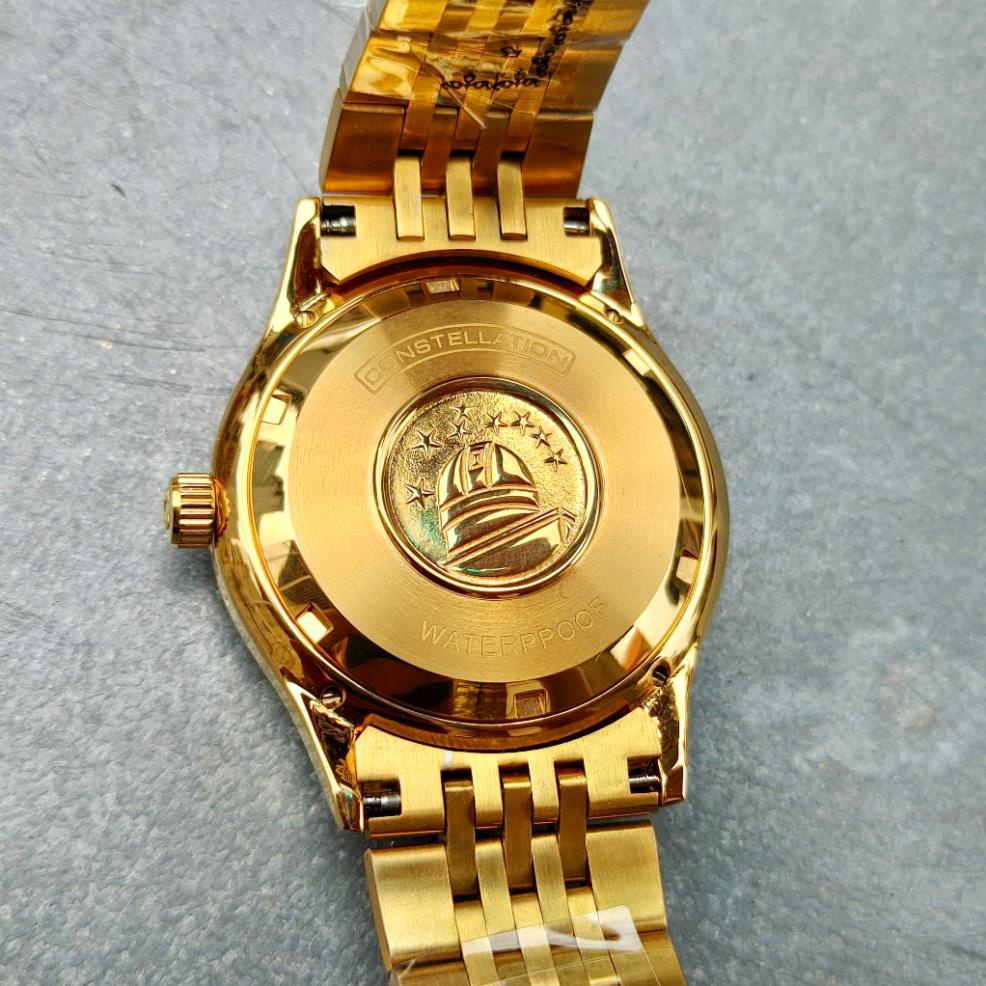 Đồng hồ Nam Omg bát quái  vỏ vàng ta mặt trắng dòng cơ Automatic size 40mm kim loại