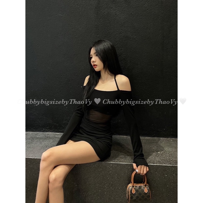 SET ÁO LƯỚI TRỄ VAI CHÂN VÁY BODY BIGSIZE TỪ 50-100kg