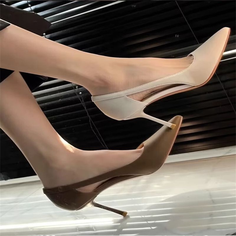 Giày Cao Gót Da Mềm Mũi Nhọn Phong Cách Pháp Cho Nữ