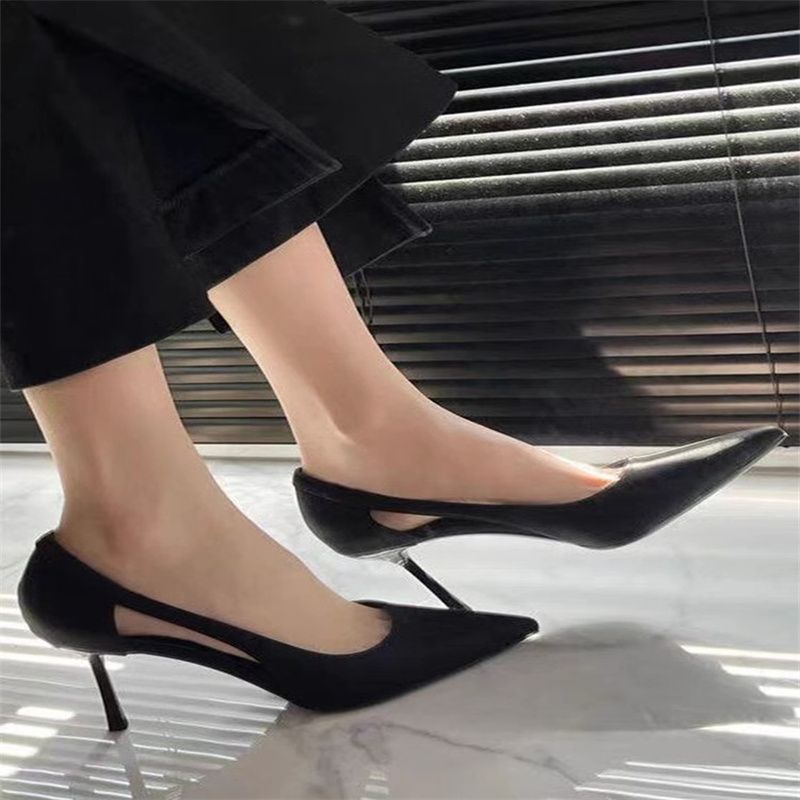Giày Cao Gót Da Mềm Mũi Nhọn Phong Cách Pháp Cho Nữ