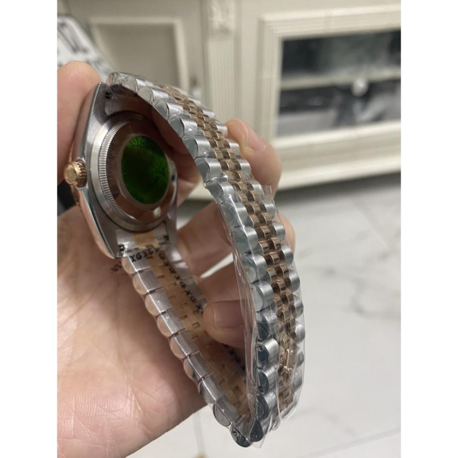 Đồng hồ Nam Rolex 3kim 1 lịch mặt cafe vi tính chạy cơ Automatic size- 38mm- 41mm vỏ vàng hồng