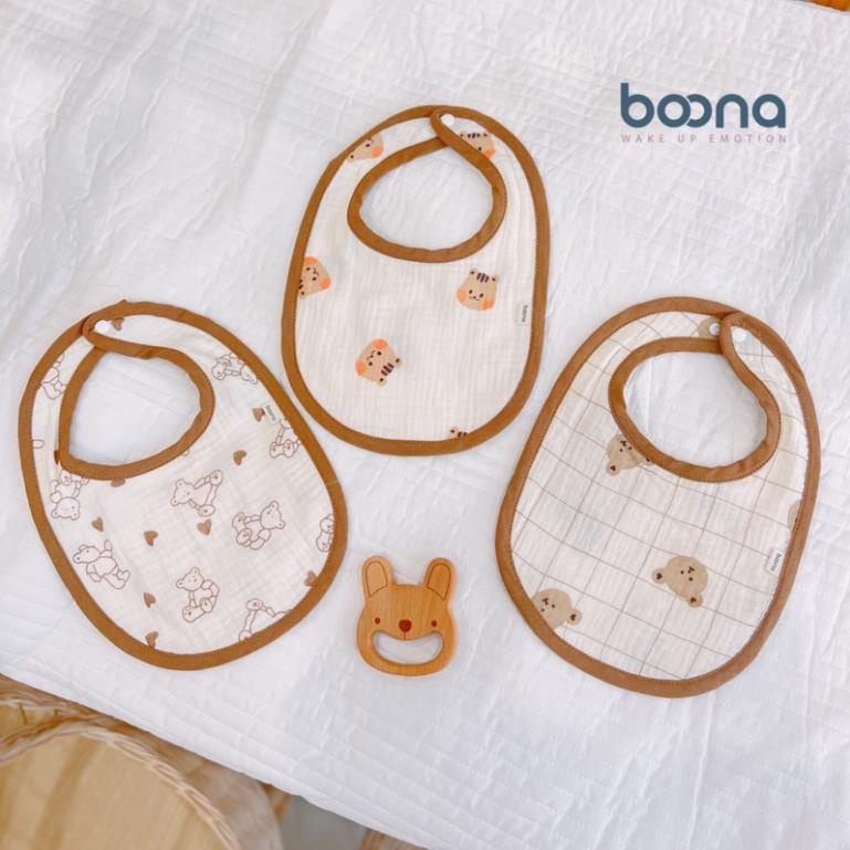 Yếm tròn boona, yếm bầu dục xô Muslin shop BECON