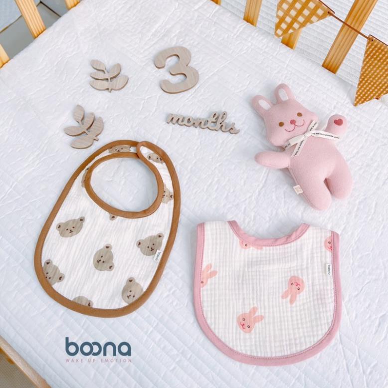 Yếm tròn boona, yếm bầu dục xô Muslin shop BECON