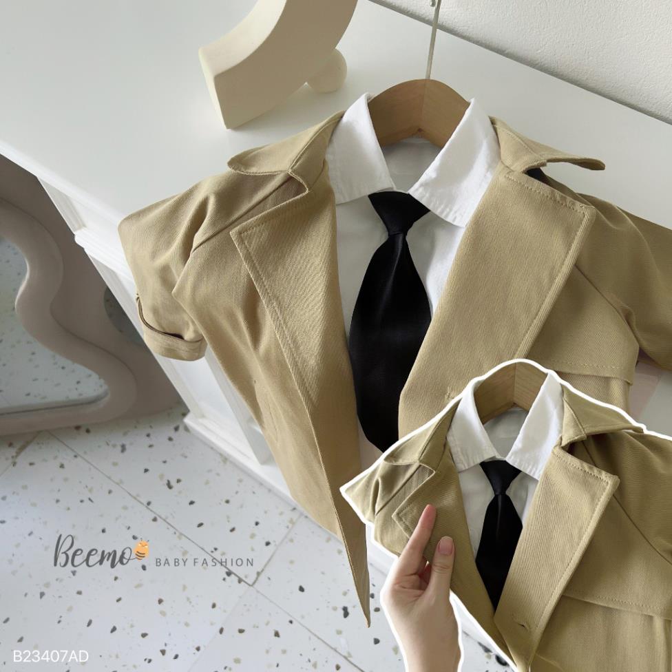 Áo khoác mangto kaki dáng dài cho bé trai, áo vest dáng dài phong cách Hàn Quốc cho bé HANG kids