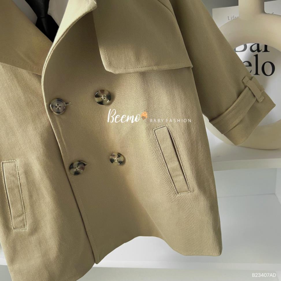 Áo khoác mangto kaki dáng dài cho bé trai, áo vest dáng dài phong cách Hàn Quốc cho bé HANG kids