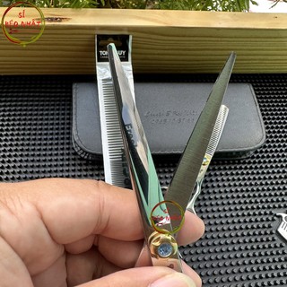 Bộ kéo cắt tóc kéo tỉa tóc Nhật Bản cao cấp thép nguyên bản HV1 [Mua bộ kéo tặng bao da+2 lược+chỉnh kéo]