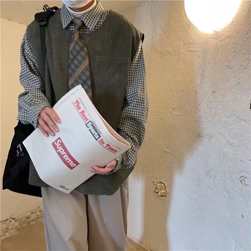 Áo Khoác vest Không Tay Dáng Rộng Màu Trơn Cài Nút Thời Trang Mùa Thu Cho Nam