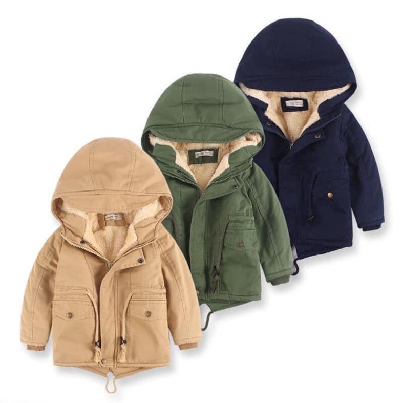 Áo khoác parka hàng xuất lót lông siêu ấm, áo khoác kaki dày dặn cho bé đến 30kg HANG kids