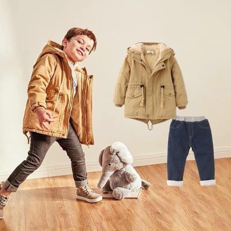 Áo khoác parka hàng xuất lót lông siêu ấm, áo khoác kaki dày dặn cho bé đến 30kg HANG kids