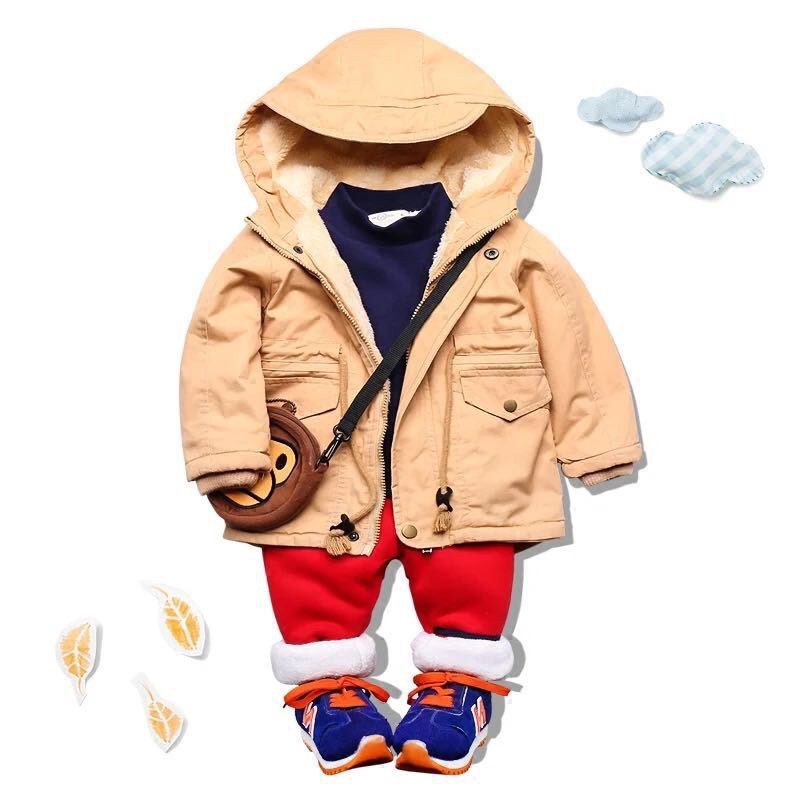 Áo khoác parka hàng xuất lót lông siêu ấm, áo khoác kaki dày dặn cho bé đến 30kg HANG kids