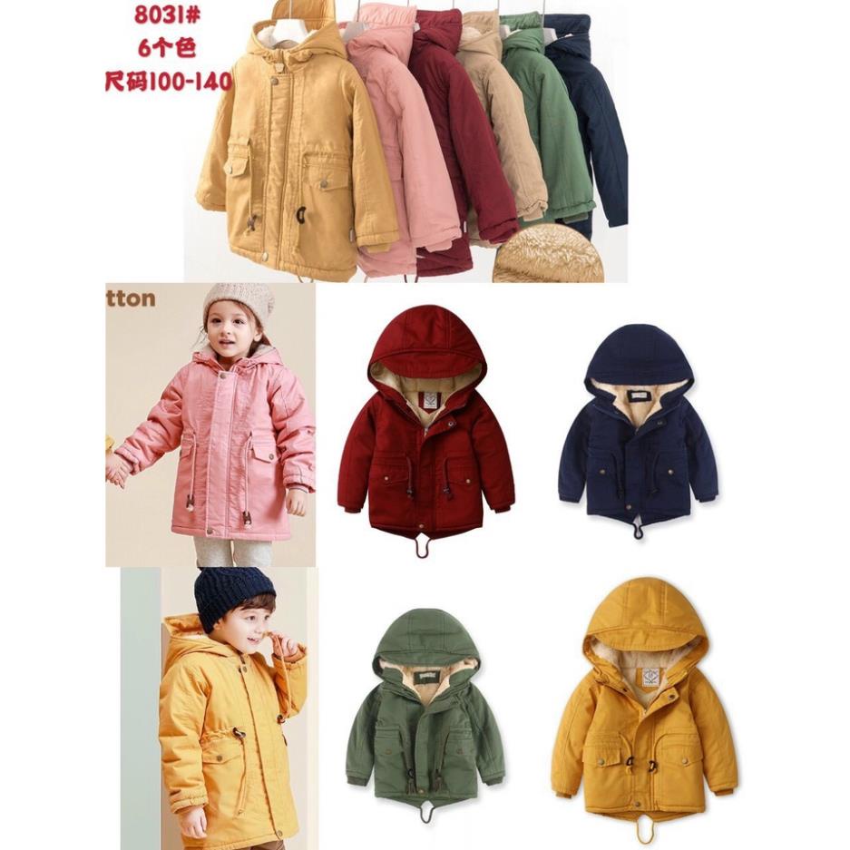 Áo khoác parka hàng xuất lót lông siêu ấm, áo khoác kaki dày dặn cho bé đến 30kg HANG kids